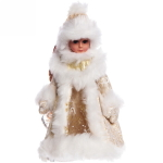 Снегурочка 35 см (без музыки) с отделением под конфеты/подарок, золотая шуба