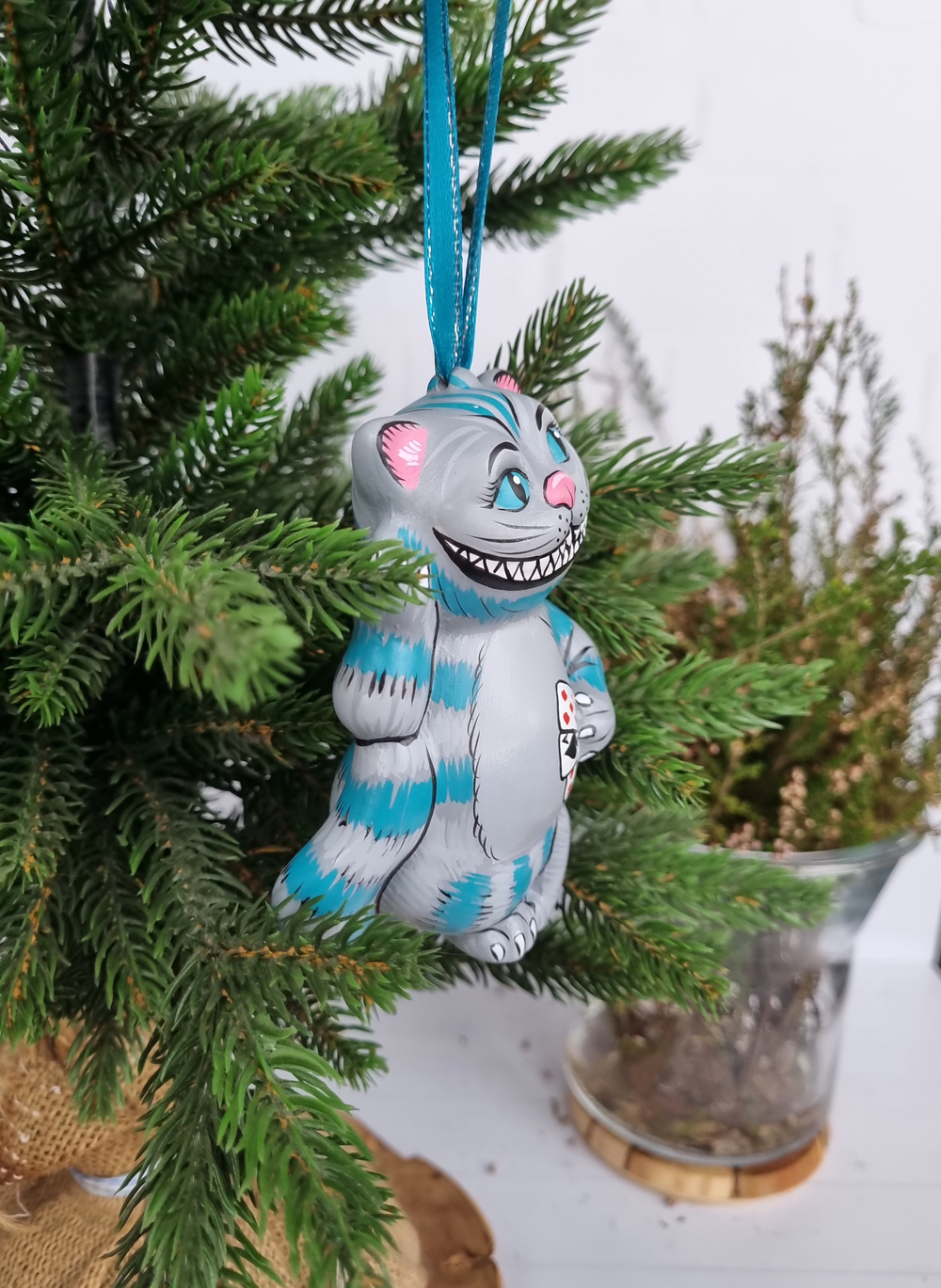 Чеширский кот ёлочная игрушка из фарфора