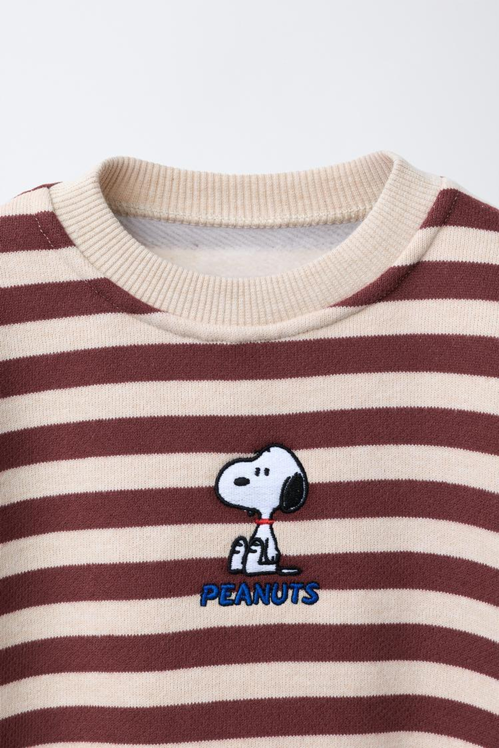 ZARA ТОЛСТОВКА В ПОЛОСКУ С ВЫШИВКОЙ SNOOPY PEANUTS™, КОРИЧНЕВЫЙ/ЭКРЮ