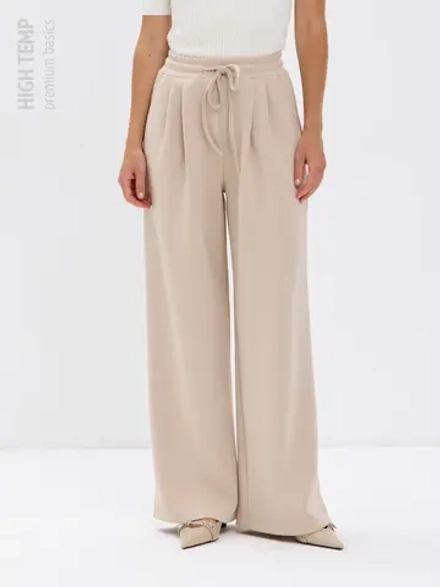 Широкие демисезонные брюки-палаццо со складками