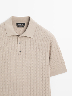 Massimo Dutti Поло из 100% хлопка с узором «косы», бежевый