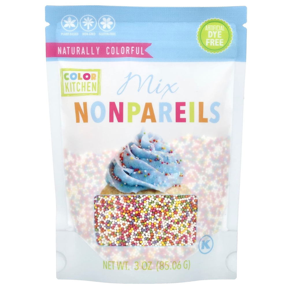 ColorKitchen, Натуральные разноцветные посыпки Nonpareils, 85,06 г (3 унции)