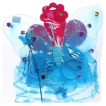 Карнавальный костюм «Волшебная сказка» (юбка, крылья, волшебная палочка, ободок), Голубой