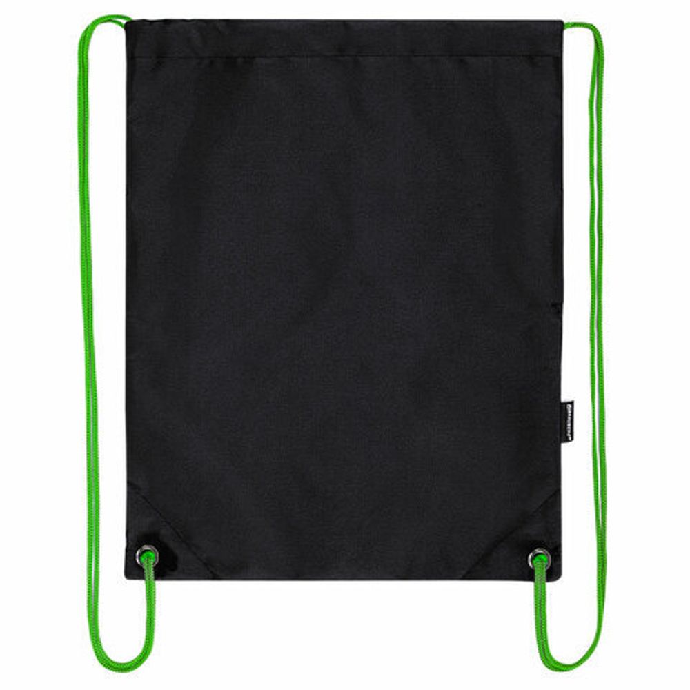 Мешок для обуви BRAUBERG плотный, карман на молнии, подкладка, 43х33 см, "Neon Green", 271625