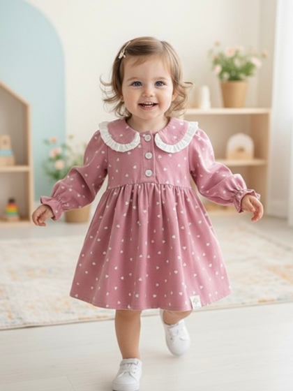 Платье из фланели для малышек «Сердечки», цвет розовый