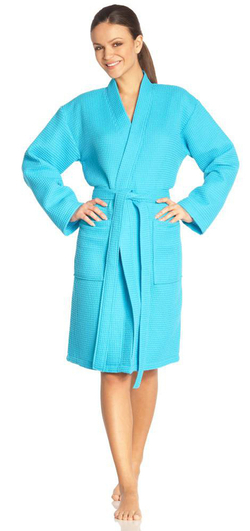 Элитный халат вафельный Rom turquoise от Vossen фото