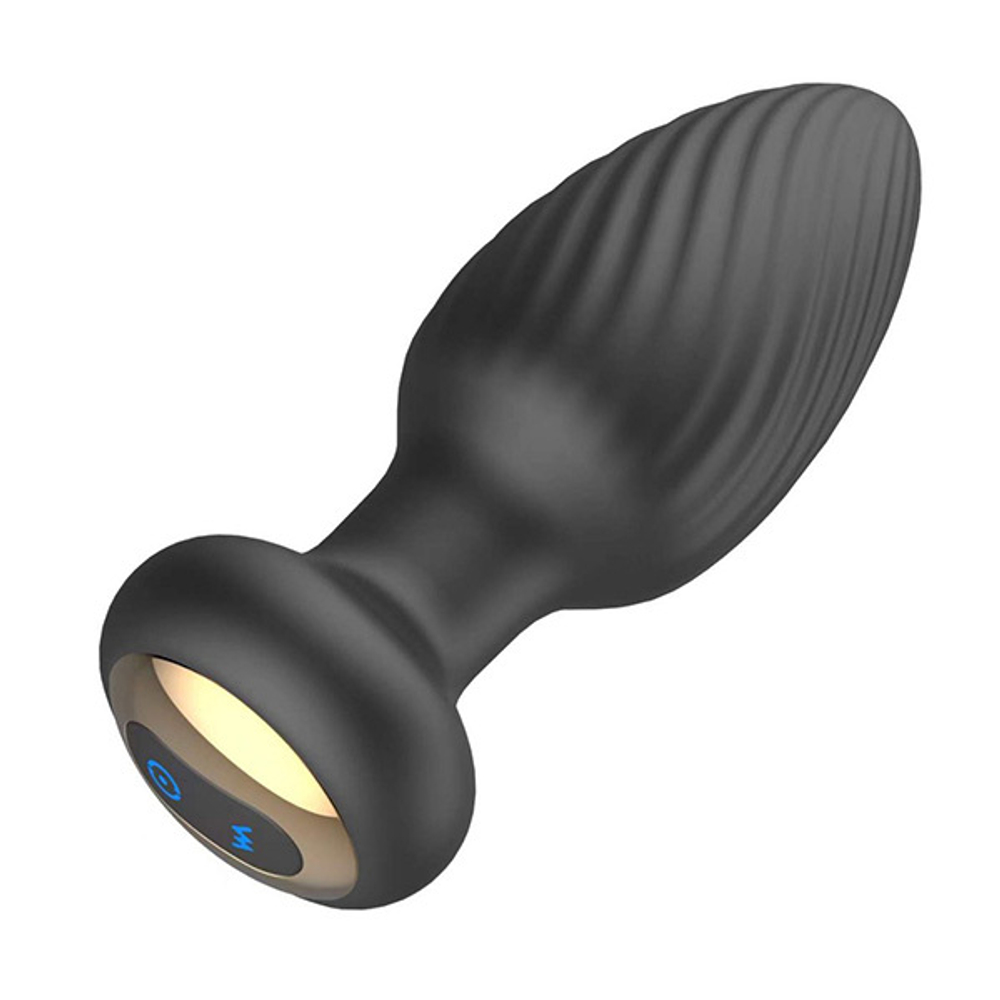 Черная анальная вибропробка 9,8см с вращением и пультом ДУ Secwell Twist Anal Plug Training SW1063