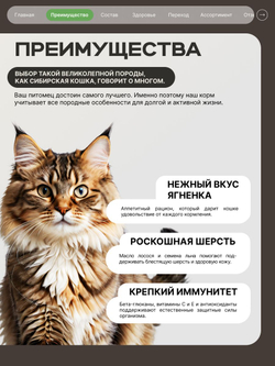 Корм сухой для кошек породы Сибирская кошка, с ягненком, 2 кг, QUATTRO