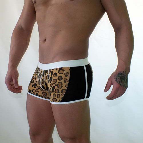 Трусы мужские боксеры леопардовые с черной вставкой Van Baam VB-201-SD01