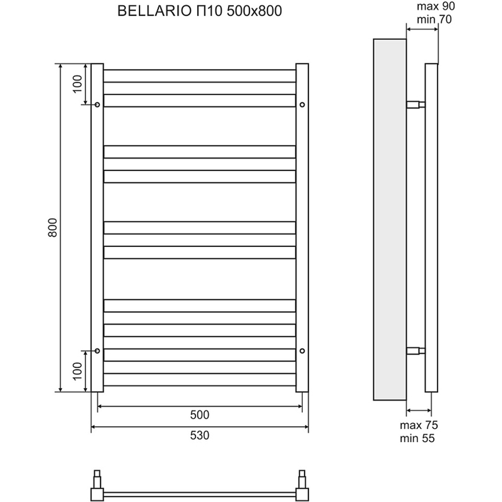 Электрический полотенцесушитель Lemark Bellario П10 50х80 LM68810EBL Черный