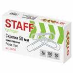 Скрепки большие 50 мм STAFF "EVERYDAY" оцинкованные 100 шт. в картонной коробке Россия (10 штук в упаковке)