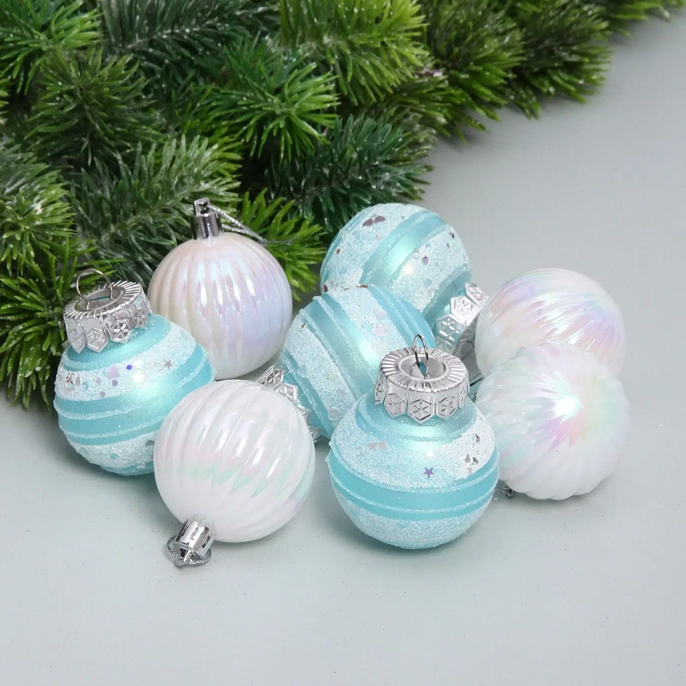 Набор шаров «Восхищение» 5 см (в наборе 8 шт), Белый, голубой