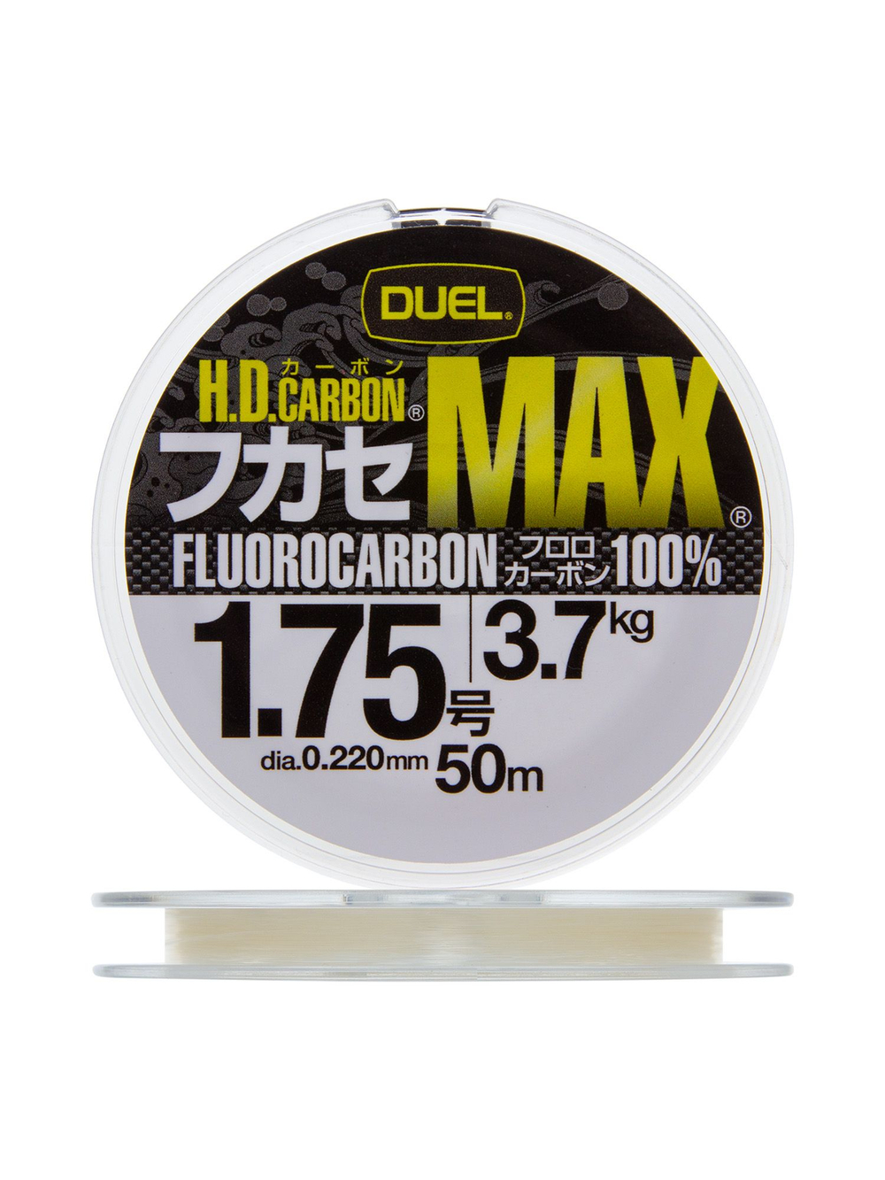 Флюорокарбоновая леска для рыбалки Duel H.D,Carbon Max Fluorocarbon 100%, 0,19 мм, 50 м, 2,6 кг, прозрачный