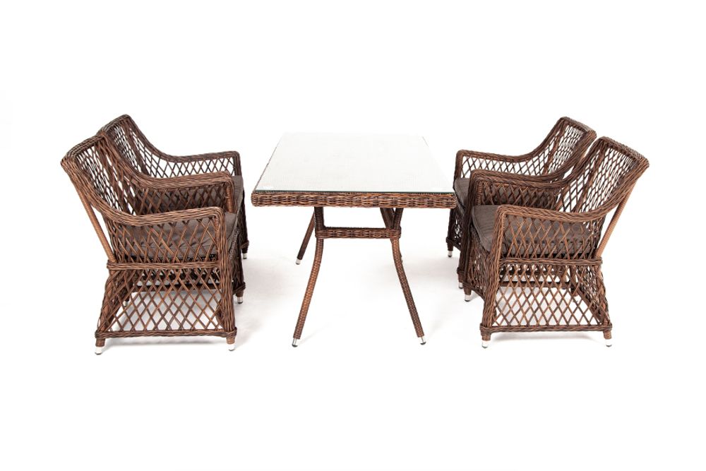 "Латте–140 L" обеденная группа плетеная, цвет коричневый