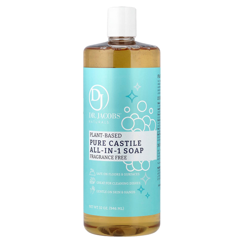 Dr. Jacobs Naturals, Чистое кастильское универсальное мыло на растительной основе, без отдушек, 946 мл (32 унции)
