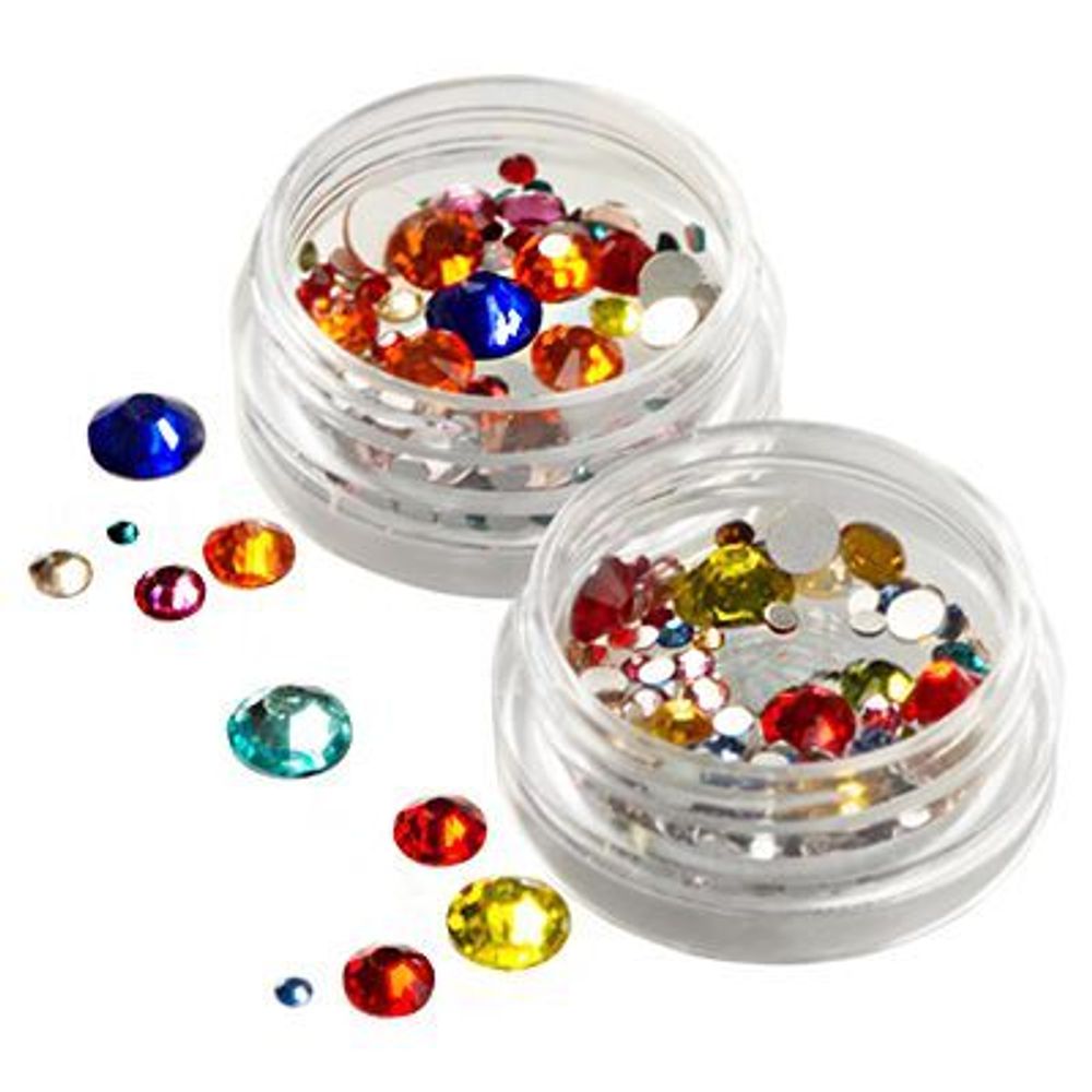 Стразы цветные микс размеров в баночке "Микс №2"