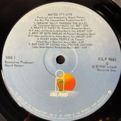 Винтажная виниловая пластинка LP Robert Palmer Maybe It's Live (Канада 1982)
