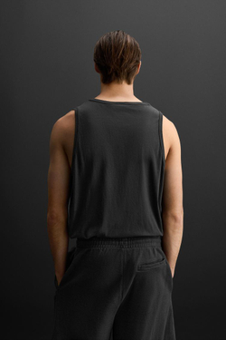 ZARA МАЙКА ИЗ ХЛОПКА, ЧЕРНЫЙ