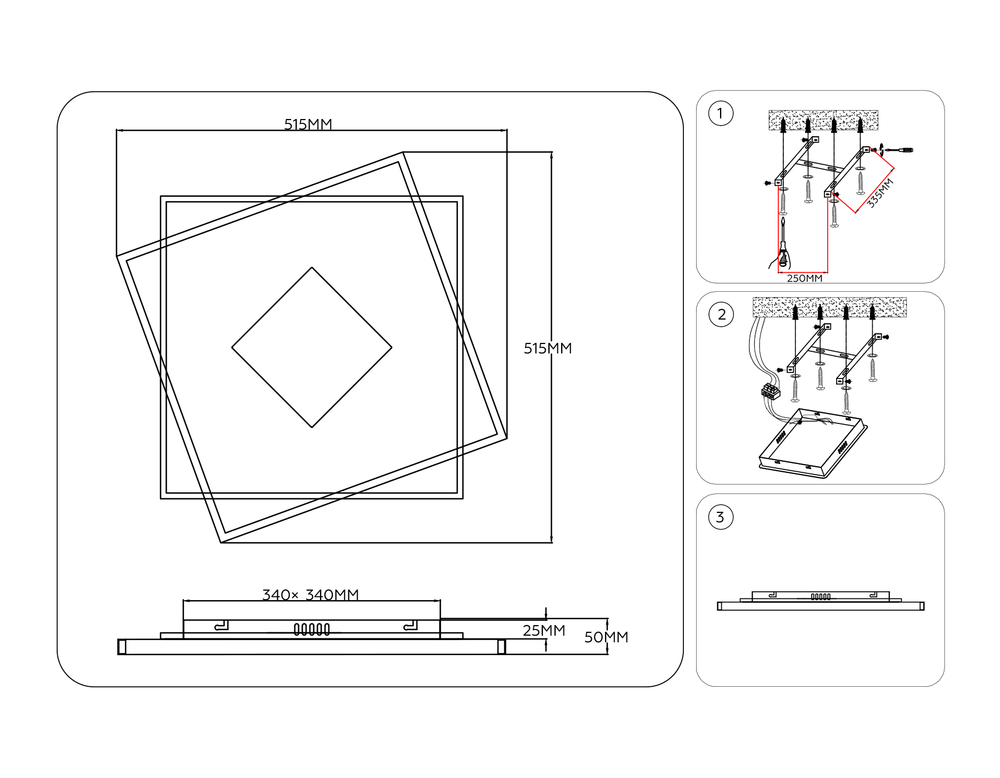 FL4791 WH/BK/WD белый/черный/дерево 77W 3000-6000K 515*515*50 (без ПДУ)