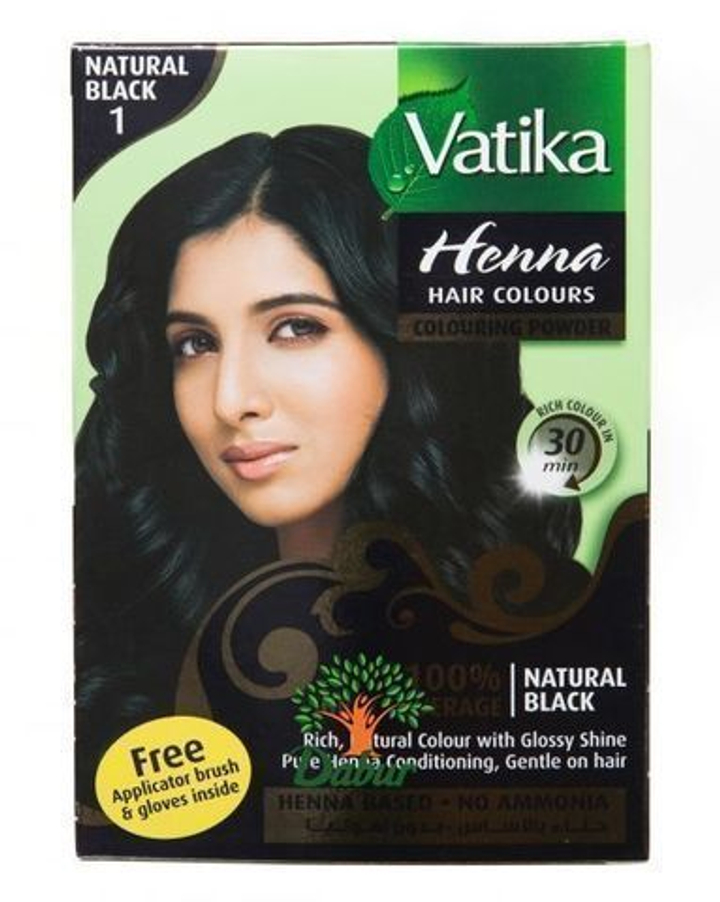 Краска для волос Dabur Vatika Henna Natural Black №1 на основе хны Черная 6x10 гр = 60 г