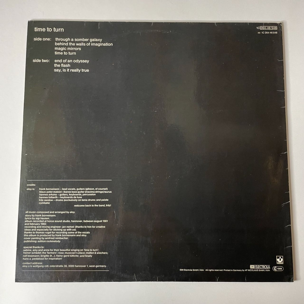 Винтажная виниловая пластинка LP Eloy Time To Turn (Germany 1982) Through A Somber Galaxy