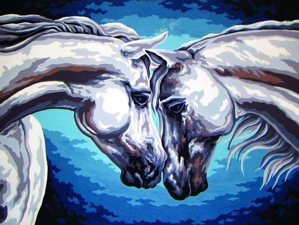 "Пара белых лошадей"-10400 канва с рисунком