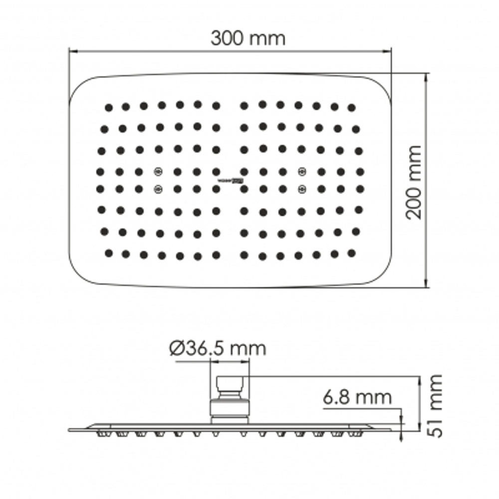 Насадка душевая Wasserkraft серебряная 30х20х5,1 см
