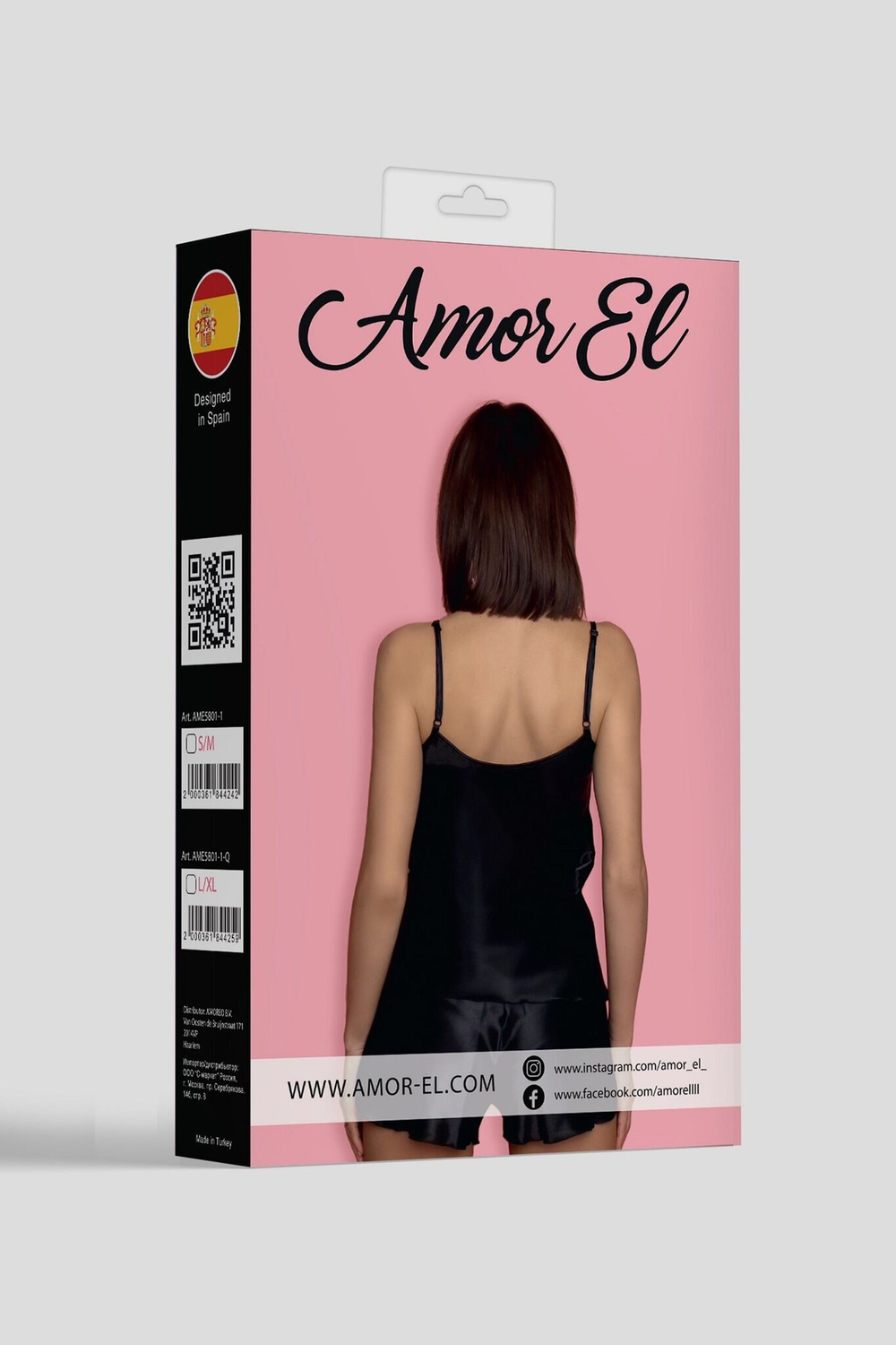 Пижамный комплект с кружевом (Размер: L-XL) (Цвет: черный)