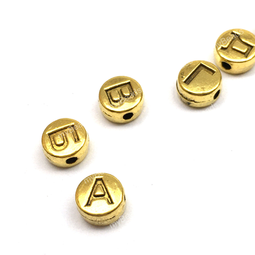 Бусины - буква "Г" 6 мм, под золото