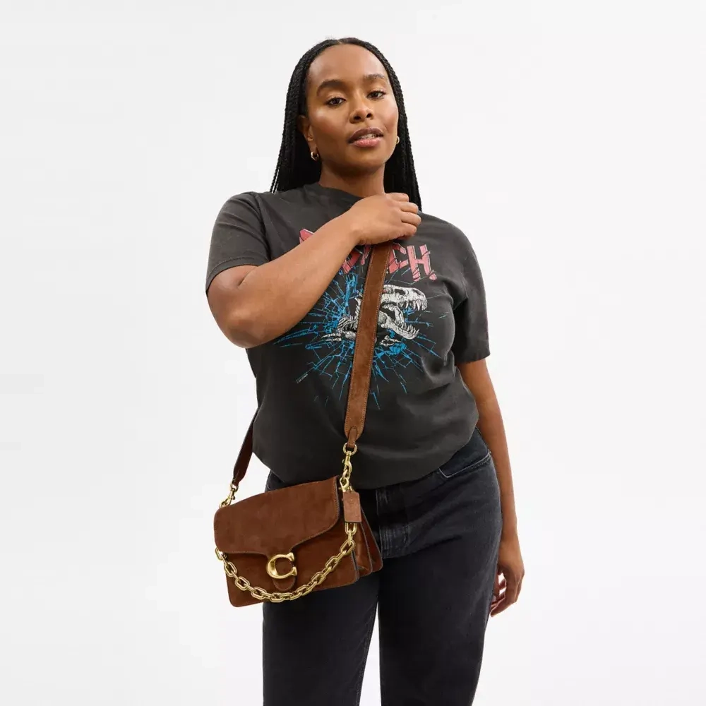 COACH СУМКА ЧЕРЕЗ ПЛЕЧО TABBY CHAIN, КОРИЧНЕВЫЙ