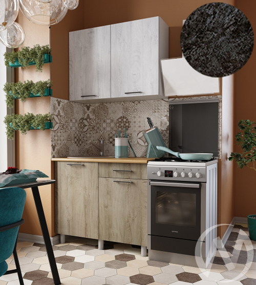 Кухня Одри 1.0м (корпус белый/дуб остин серый; дуб остин бежевый) 26мм кастилло темный