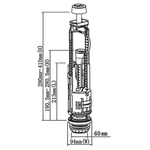 Арматура для бачка унитаза нижняя, 1/2", двухрежим, хром, Orio, АНС-1112Х