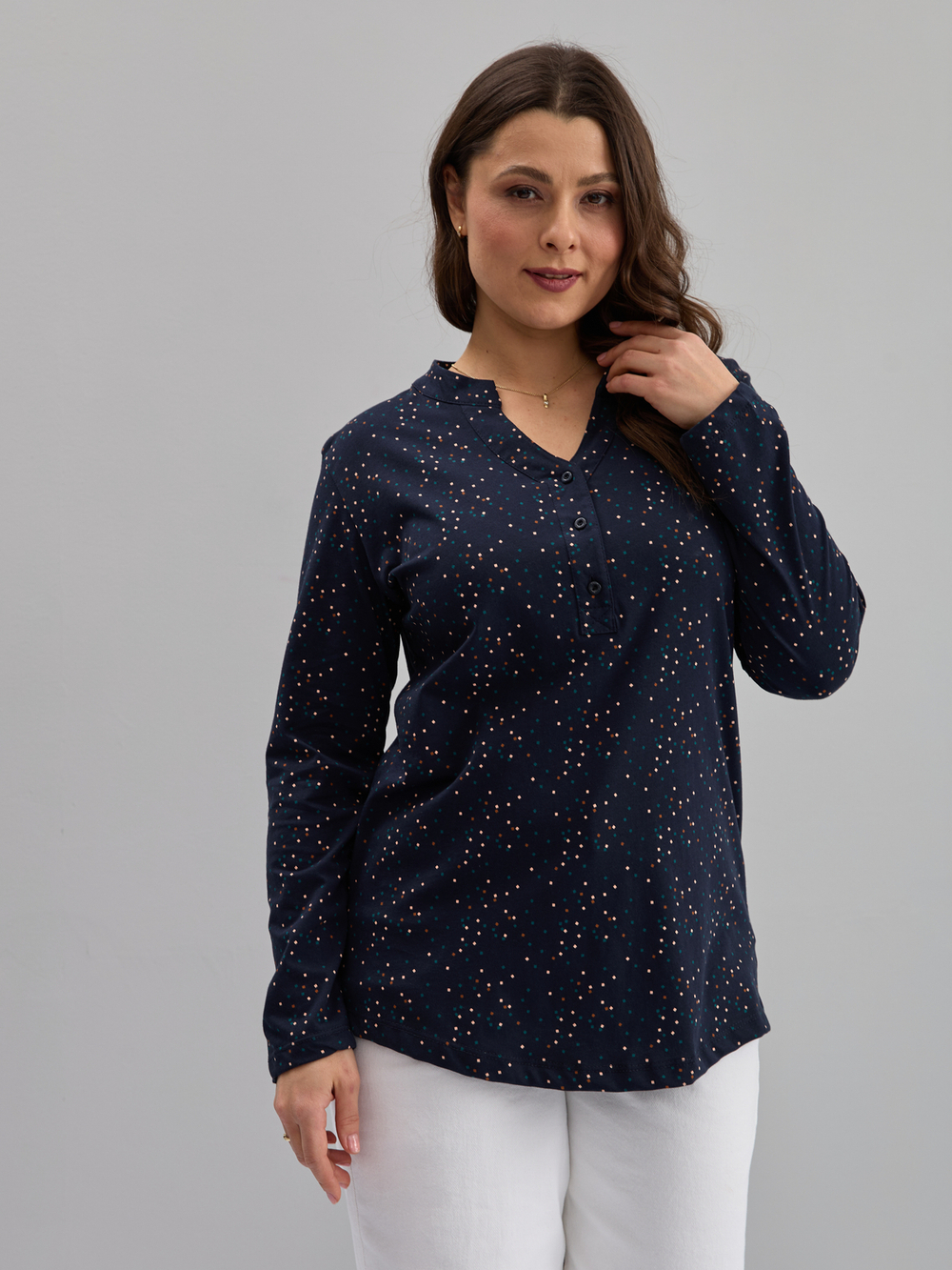 Блузка БЛ-22/синий-квадратики