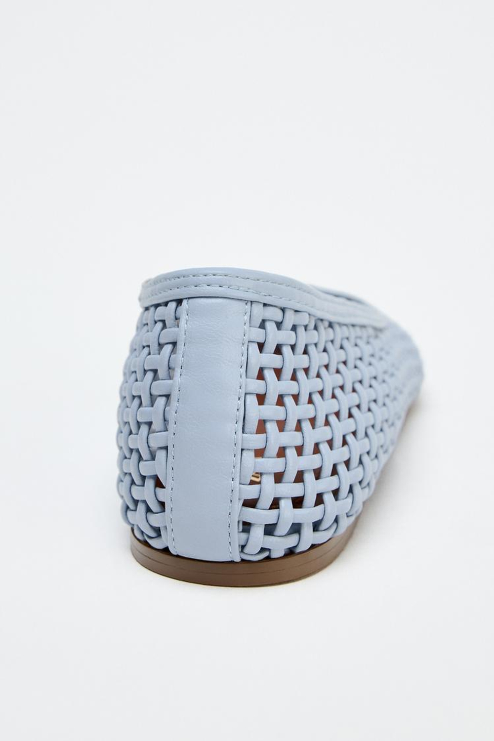 ZARA БАЛЕТКИ С ПЛЕТЕНЫМ УЗОРОМ, СИНИЙ