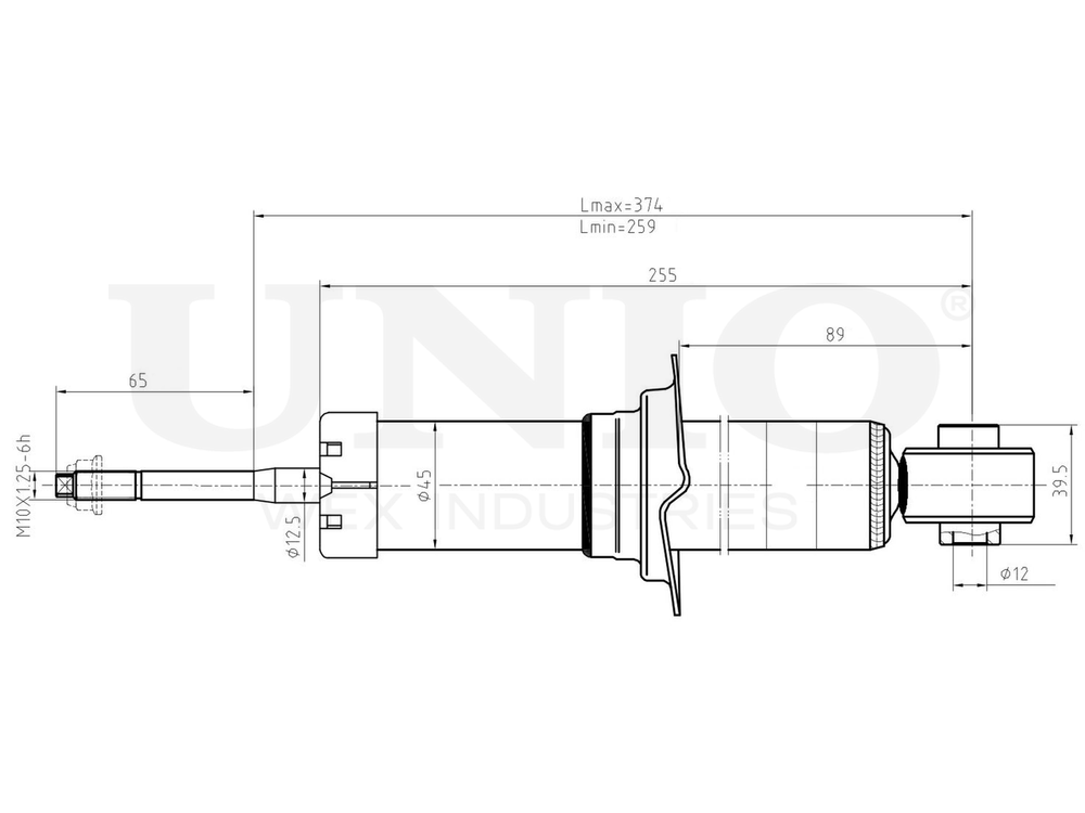 Амортизатор газовый задней подвески UNIO SAB-10538