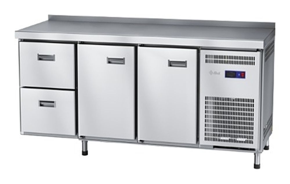 Стол холодильный Abat СХС-60-02 (2 двери, 2 ящика, борт)