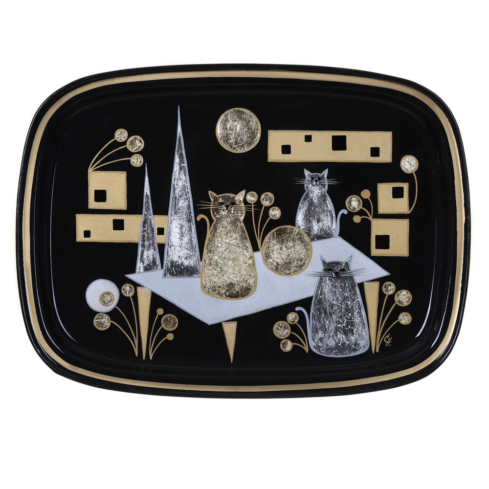 Жостовский поднос декоративный, размер 33х24 см (A12), металлический