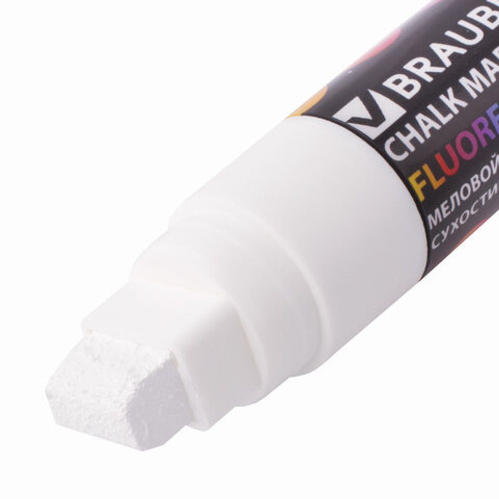 Маркер меловой "POP-ART" БЕЛЫЙ, 15 мм, сухостираемый, для гладких поверхностей, BRAUBERG, 151537