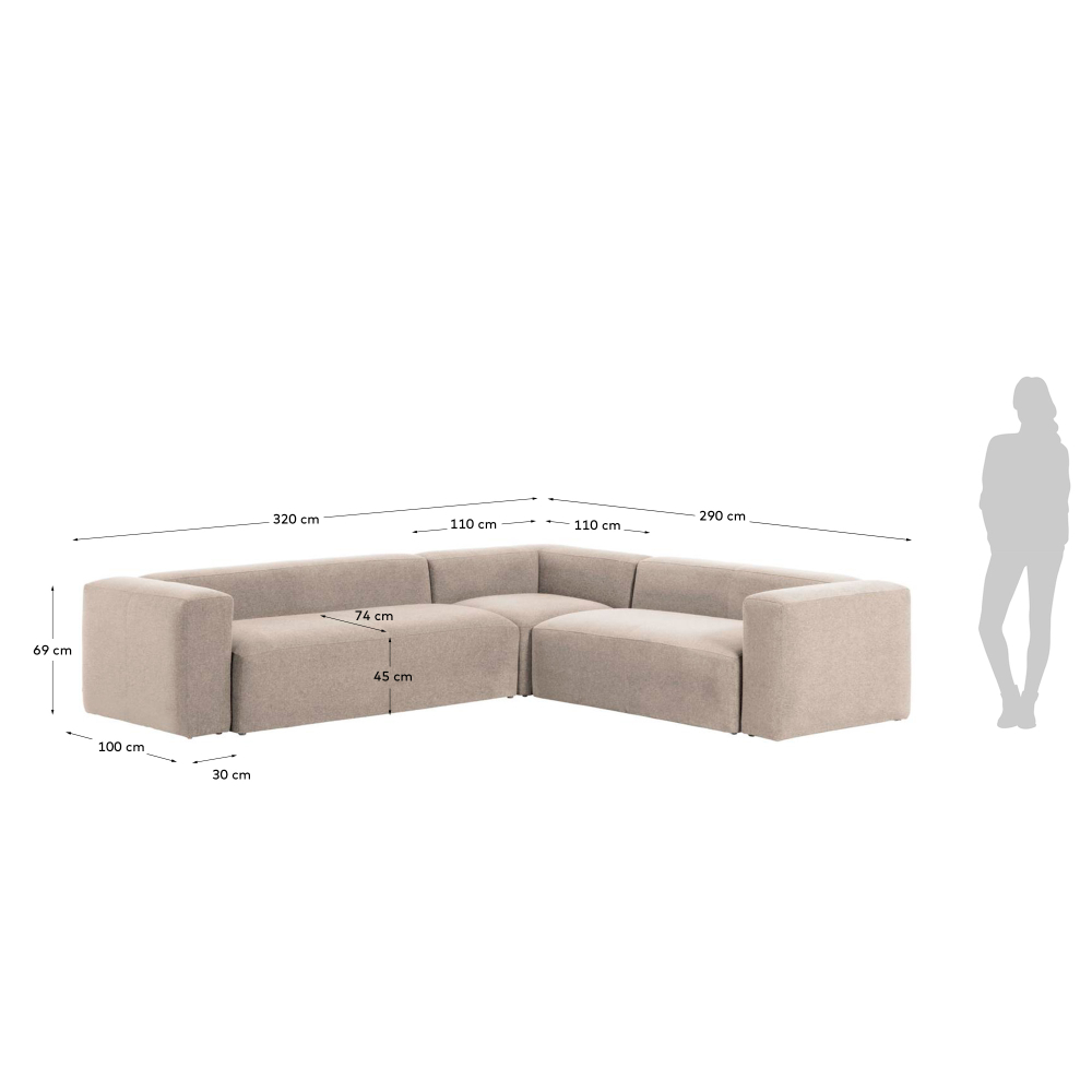 Угловой диван La Forma (ex Julia Grup) Blok 5 местный 320 x 290 cm бежевый