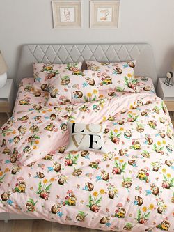 Простынь на резинке Сказка "Ёжики" 160х200 см, поплин