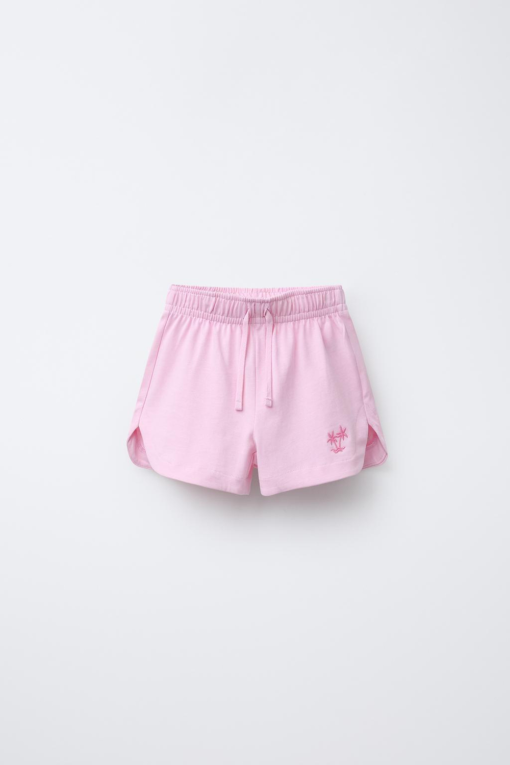 ZARA БЕРМУДЫ С ВЫШИВКОЙ «ПАЛЬМЫ», РОЗОВЫЙ