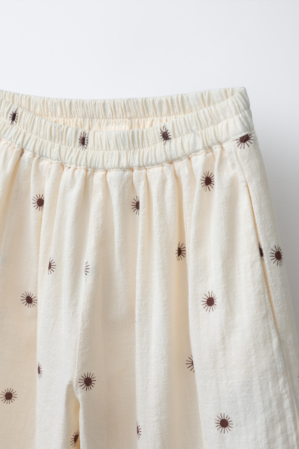 ZARA БРЮКИ BAGGY С УЗОРОМ SOLES, ЭКРЮ