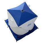 Палатка зимняя куб СЛЕДОПЫТ 1,5 х1,5 м, Oxford 240D PU 1000, S по полу 2,2  кв.м, цв. синий/белый
