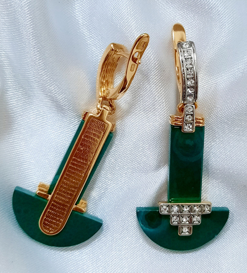 "Аркадия" серьги в золотом покрытии из коллекции "Самоцветы" от Jenavi с английским замком