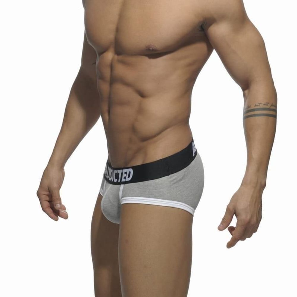 Мужские трусы брифы серые с черной резинкой ADDICTED Basic Brief Grey