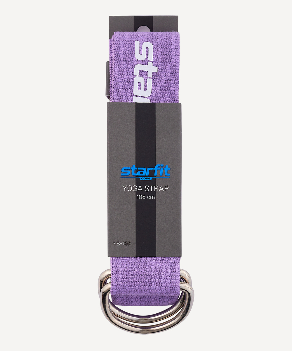 Ремень для йоги YB-100 183 см, хлопок, фиолетовый пастель
