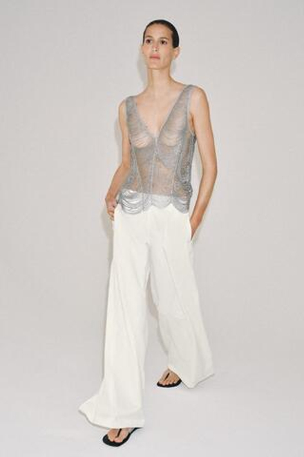 ZARA БРЮКИ WIDE-LEG С ЗАЩИПАМИ — ZW COLLECTION, БЕЛЫЙ