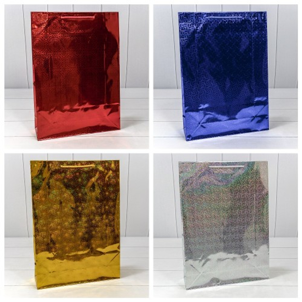 Пакет подарочный 32х45х11см Голография (Микс)