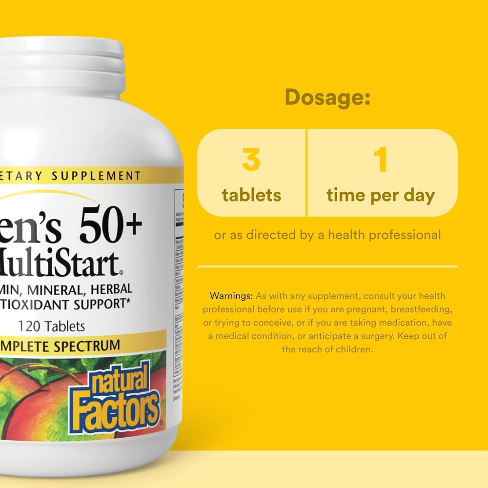Natural Factors, MultiStart, мультивитамины для мужчин старше 50 лет, 120 таблеток