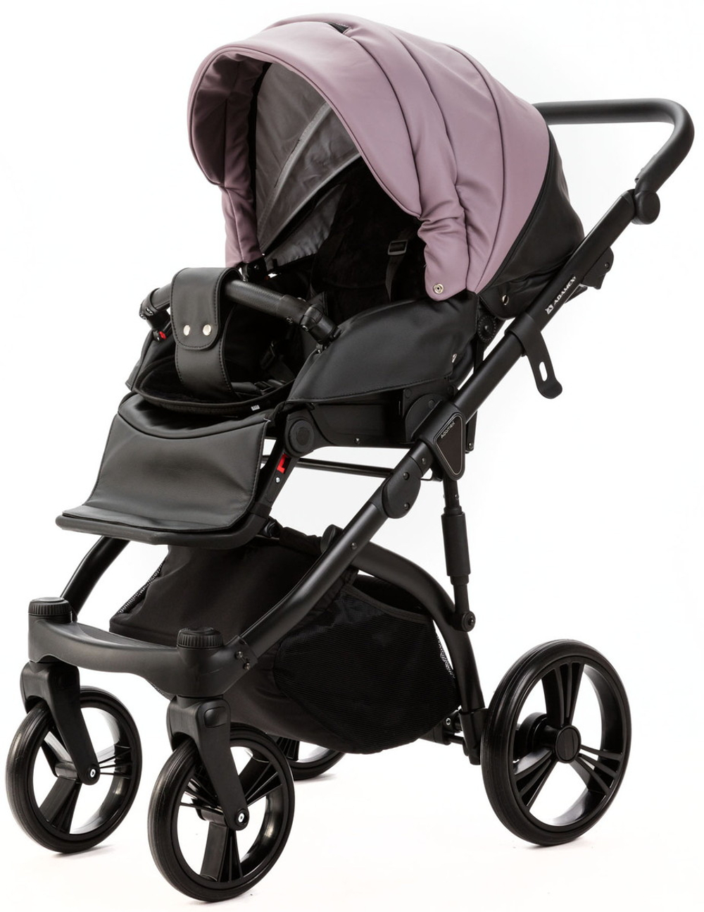 Детская коляска Adamex Lanti Deluxe 3 в 1 LN-SD106 (СИРЕНЕВ.КОЖА + ЧЕРН. КОЖА)